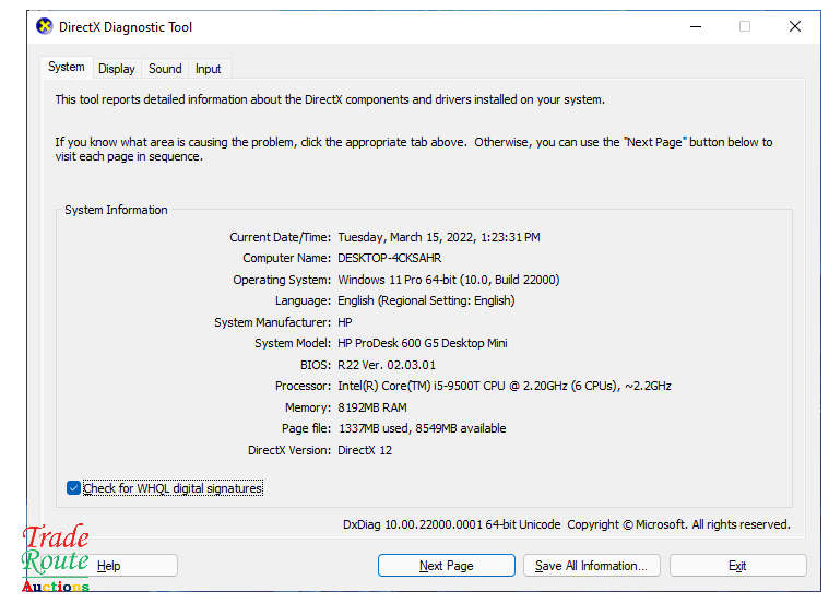 HP ProDesk 600 G5 DM Mini Desktop Computer PC | Core i5 9500T 9th Gen 2.2Ghz | 8GB RAM | 256GB SSD