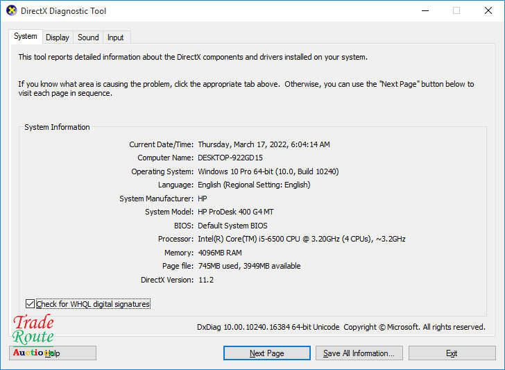 HP Prodesk 400 G4 MT Desktop Computer | Core i5 6500 6th Gen 3.2Ghz | 4GB RAM | 1TB HDD