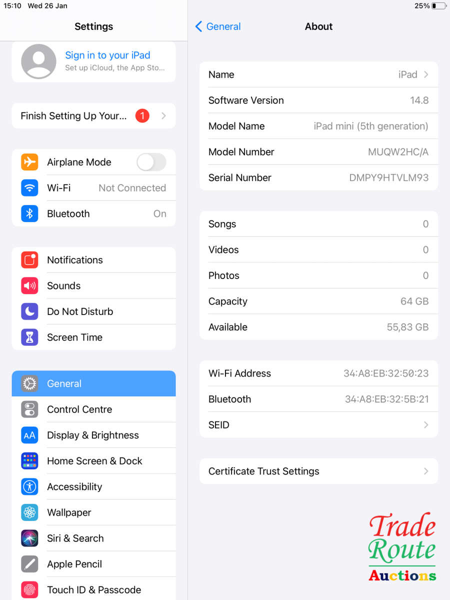 * PLEASE READ * IPAD MINI 5 | 64GB | WiFi | SPACE GREY | MUQW2HC/A | A2133 | APPLE | 7.9 inch Tablet