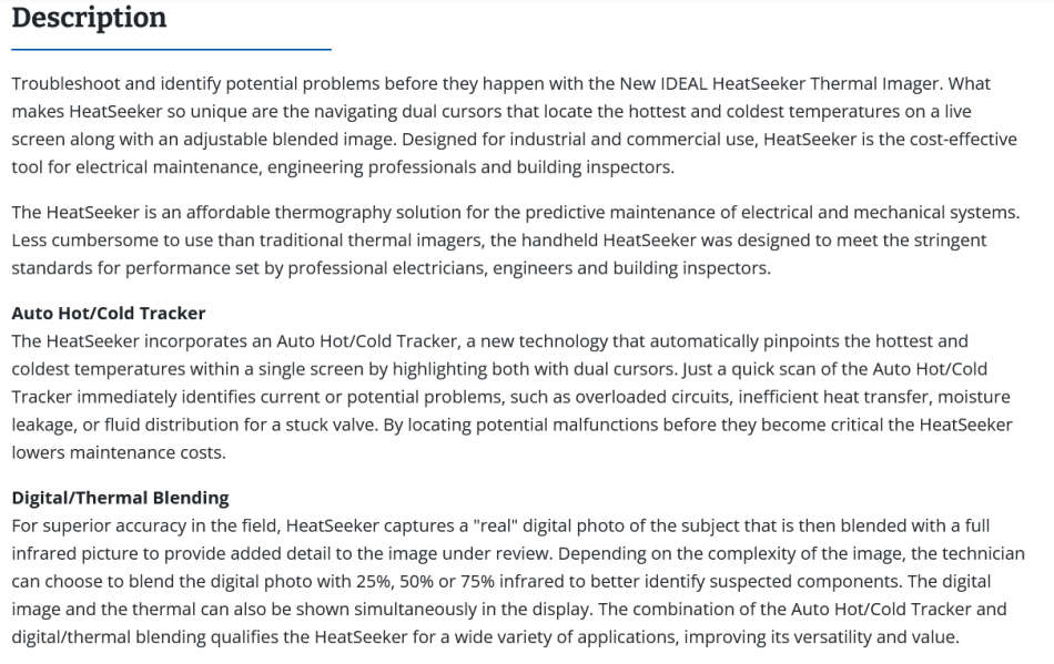 Ideal 61-844 Heat Seeker Thermal Imager ** R 40,000-00 Value ***