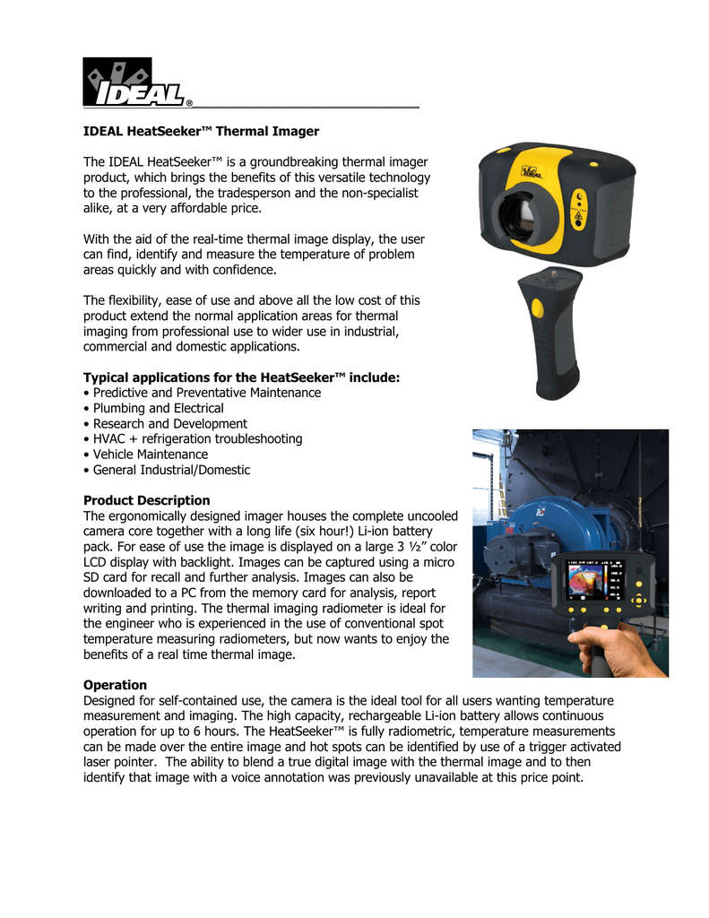 Ideal 61-844 Heat Seeker Thermal Imager ** R 40,000-00 Value ***