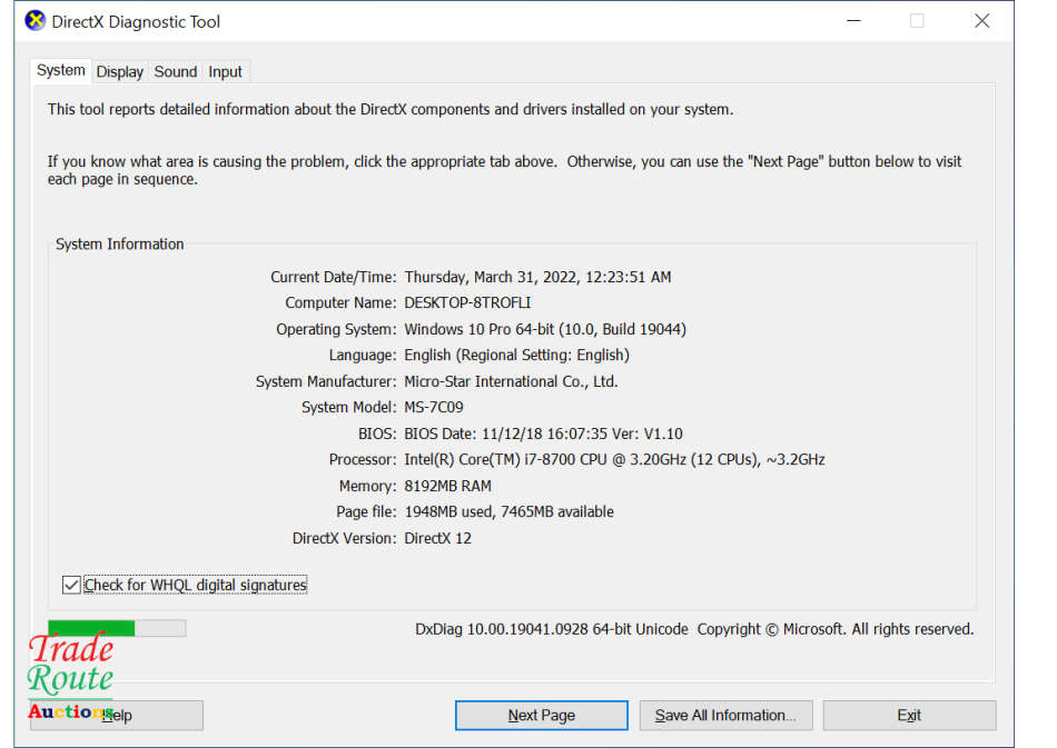 Micro-Star MS-7C09 Gaming PC Core i7 8700 8th Gen 3.2Ghz - 8GB RAM 500GB HDD NVIDIA GeForce Graphics