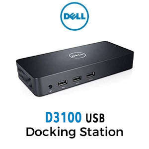 Dell D3100 USB 3.0 Ultra HD/4K Triple Display Docking Station , Black + DELL Charger