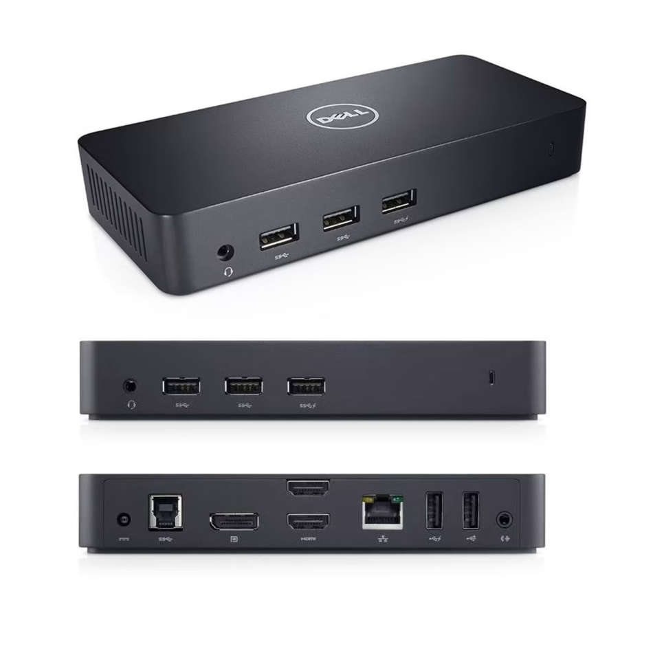 Dell D3100 USB 3.0 Ultra HD/4K Triple Display Docking Station , Black + DELL Charger
