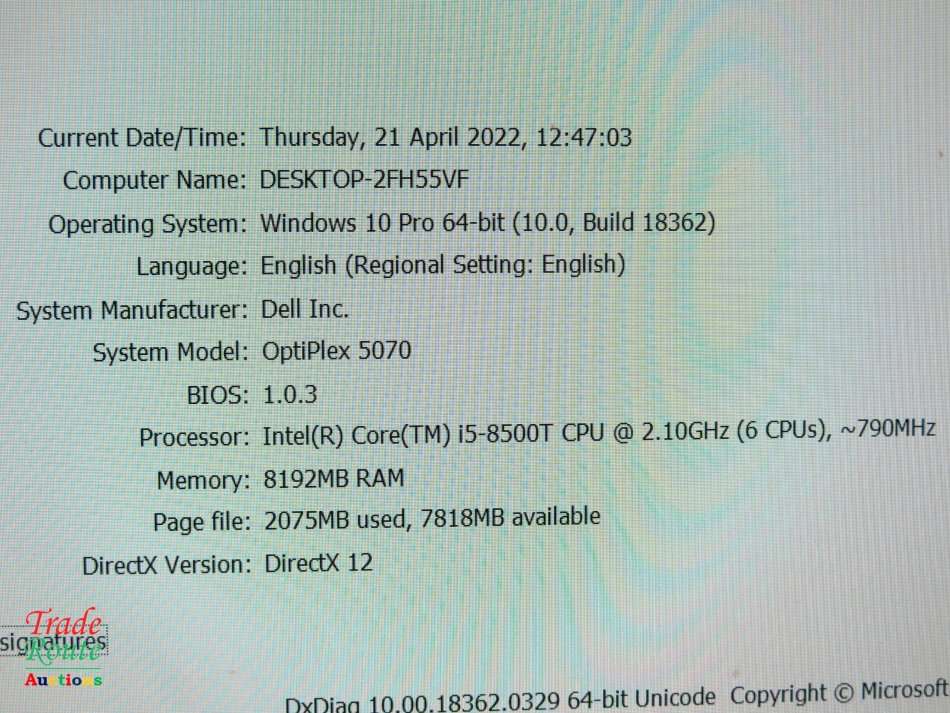 Dell OptiPlex 5070 Micro Desktop PC | Core i5 8500T 8th Gen 2.1Ghz | 8GB RAM | 256GB SSD