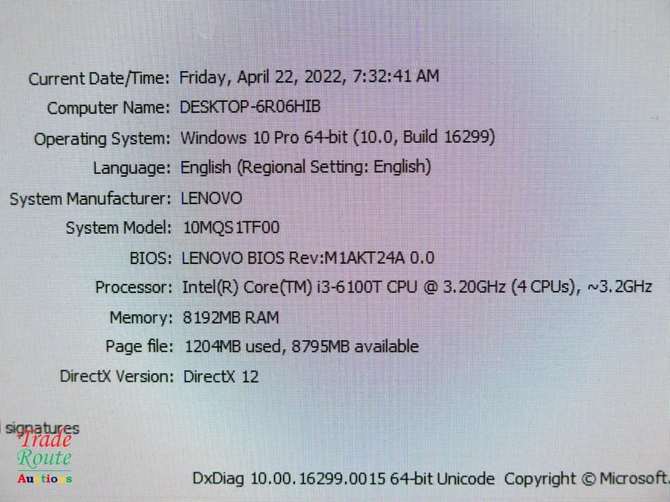 LENOVO M710q TINY Desktop PC Computer | CORE i3 6100T 6th Gen 3.2GHz | 8GB RAM | 500GB HDD