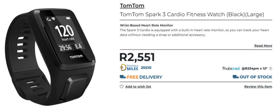 TOMTOM SPARK 3 CARDIO GPS Fitness Watch (Aqua-Small) - DEMO CONDITION
