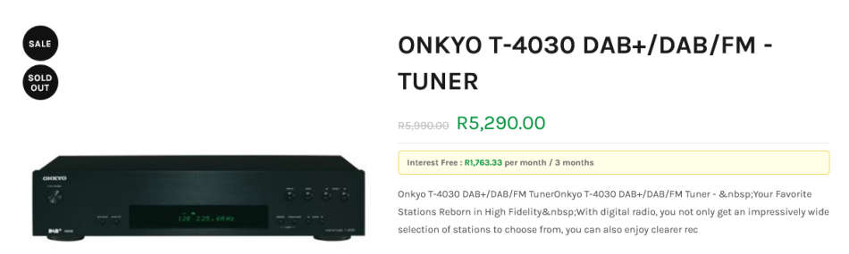 Onkyo T-4030 DAB FM Tuner [Digital Audio Broadcast]