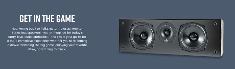 Polk Audio T30 Center Speaker Black