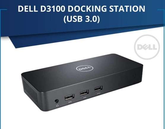 Dell D3100 USB 3.0 Ultra HD/4K Triple Display Docking Station , Black + DELL Charger