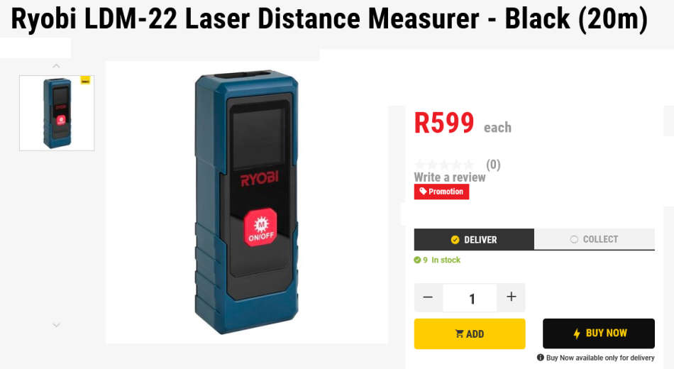 Ryobi Laser Distance Meter (LDM-22)