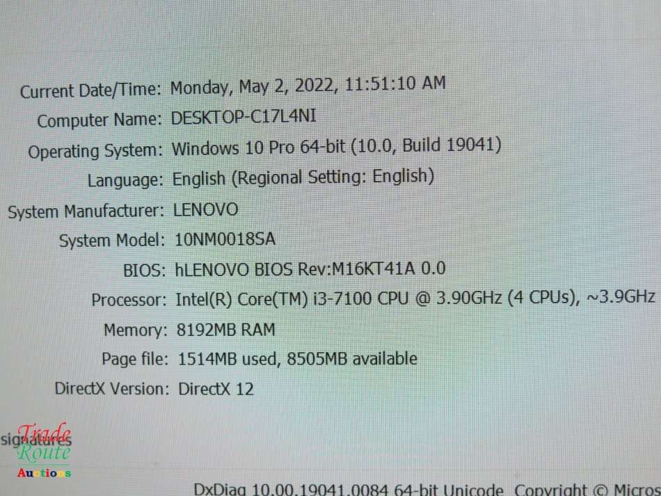 LENOVO V520S Tower Desktop PC Computer |  CORE i3 7100 7th Gen 3.9GHz | 8GB RAM |  500GB HDD