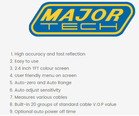 Major Tech TDR (Time Domain Reflectometer) Cable Length Meter - MT900