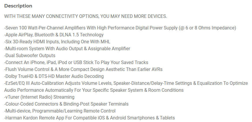 Harman Kardon AVR 171 7.2-Channel Home Theatre AV Receiver - AVR with AirPlay & Bluetooth Technology