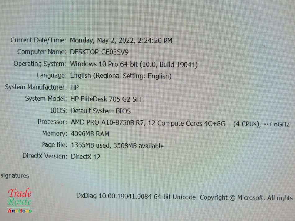 HP EliteDesk 705 G2 SFF Desktop Computer | AMD PRO A10 8750B R7 3.6GHZ | 4GB RAM | 500 + 320GB HDDS