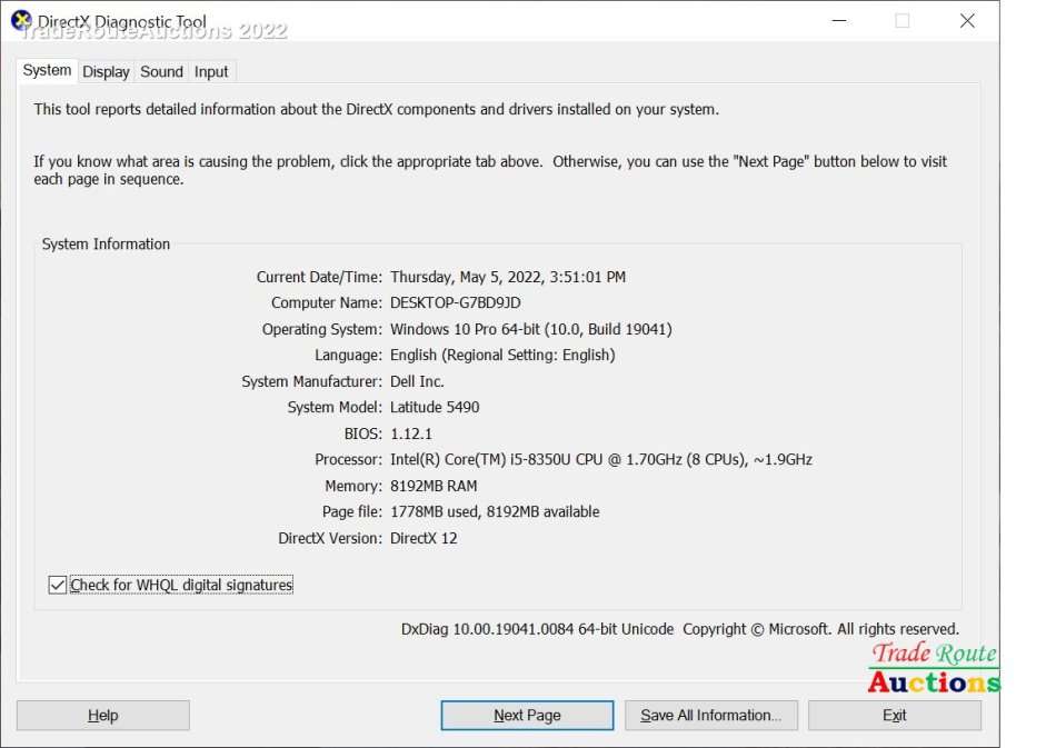 Dell Latitude 5490 Full HD 14" LAPTOP | Intel Core i5 8350U 8th Gen 1.9GHz | 8GB RAM | 500GB HDD