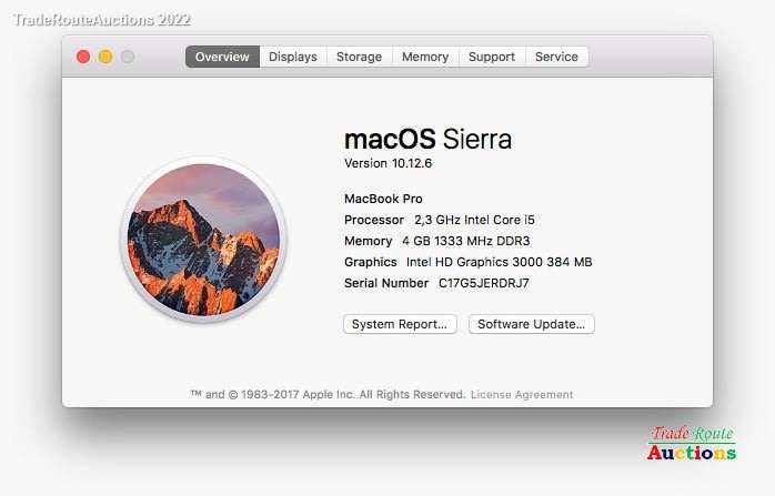 MacBook Pro 13.3-inch | Core i5 2.3GHz | 4GB RAM | 320GB HDD - [ Backspace Key FAULTY ]