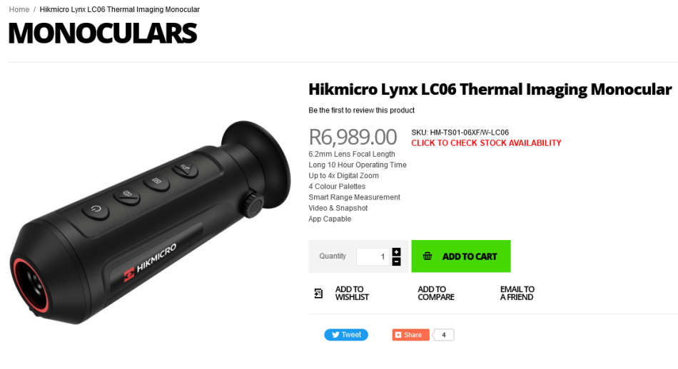 Hikmicro Lynx LC06 Thermal Imaging Monocular [ DEMO with Pouch ]