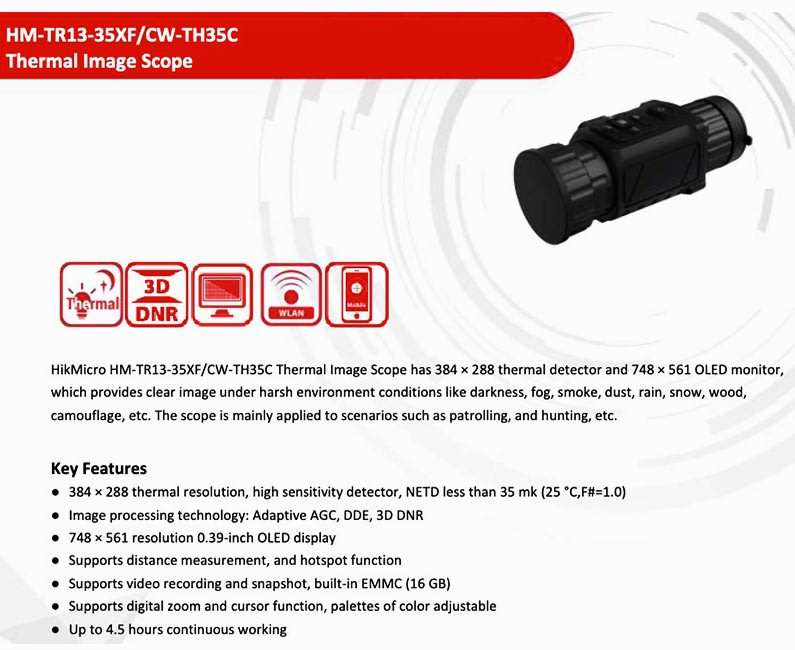 Thermal Imaging Rifle Scope HikMicro Thunder TH35 Thermal Image Scope (35 mm) *** R 40K Value