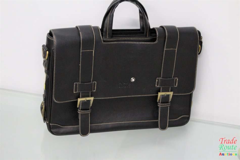 Montblanc Black Leather Briefcase/Document Case Laptop Bag for Gentleman [ MONT BLANC ]