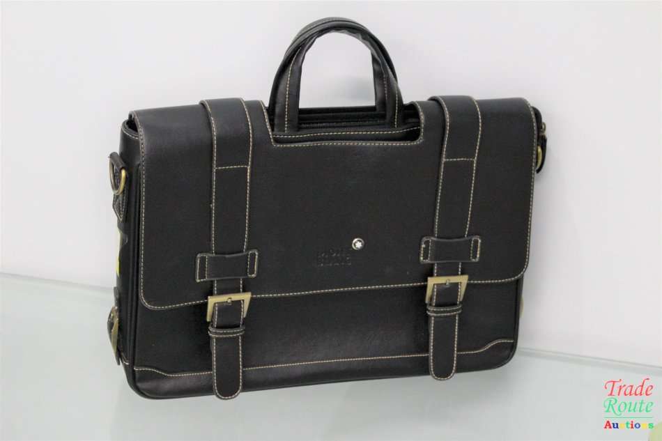 Montblanc Black Leather Briefcase/Document Case Laptop Bag for Gentleman [ MONT BLANC ]