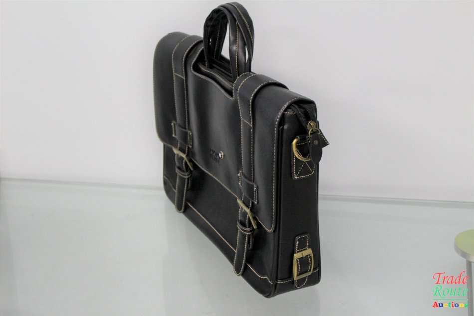 Montblanc Black Leather Briefcase/Document Case Laptop Bag for Gentleman [ MONT BLANC ]