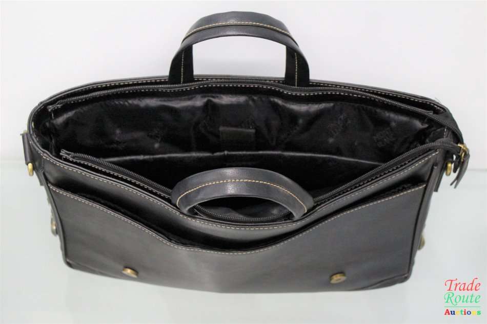 Montblanc Black Leather Briefcase/Document Case Laptop Bag for Gentleman [ MONT BLANC ]