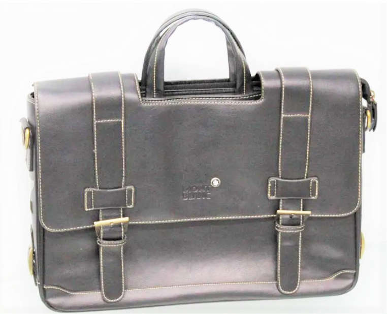 Montblanc Black Leather Briefcase/Document Case Laptop Bag for Gentleman [ MONT BLANC ]