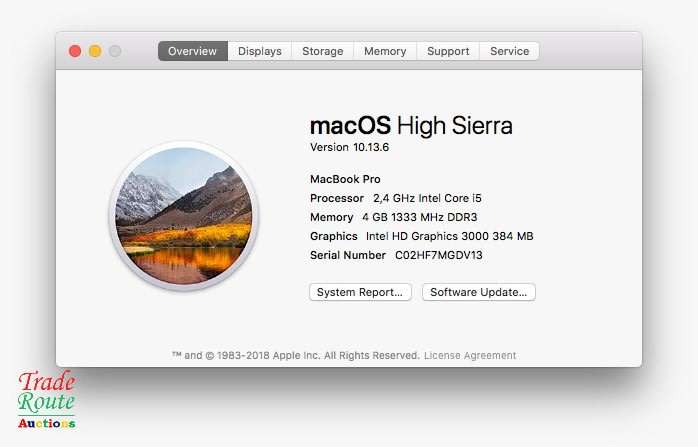 MacBook Pro 13.3-inch | Core i5 2.4GHz | 4GB RAM | 500GB HDD - Apple Laptop