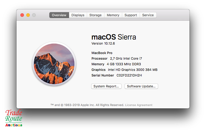 MacBook Pro 13.3-inch | Core i7 2.7GHz  INTEL HD GRAPHICS