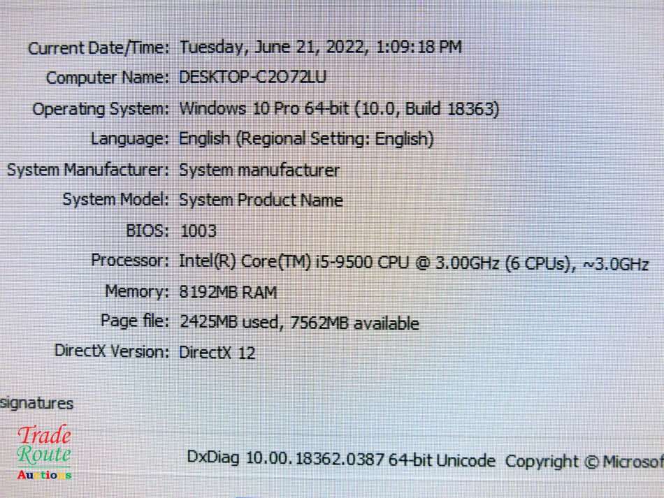 Mecer Desktop Computer | Core i5 9500 9th Gen 3.0Ghz | 8GB RAM | 500GB HDD