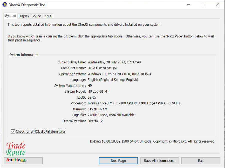 HP 290 G1 MT Desktop Computer | Core i3 7100 3.9Ghz | 8GB RAM | 500GB HDD