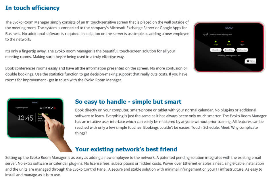 EVOKO ROOM MANAGER ERM1001 (8 inch touch screen display)