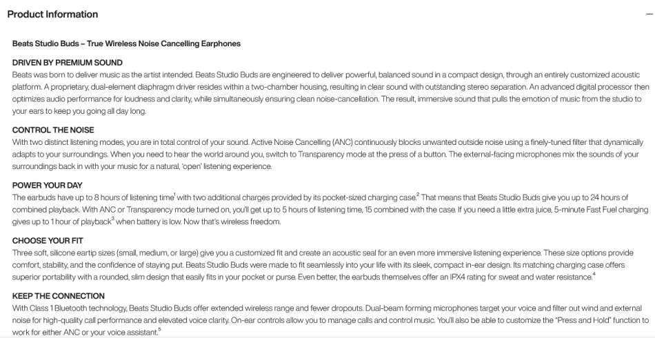 Beats Studio Buds  True Wireless Noise Cancelling With USB-C Charging Case