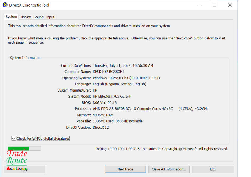 HP EliteDesk 705 G2 SFF Desktop Computer | AMD PRO A10 8750B R7 3.6GHZ | 4GB RAM | 250GB HDD