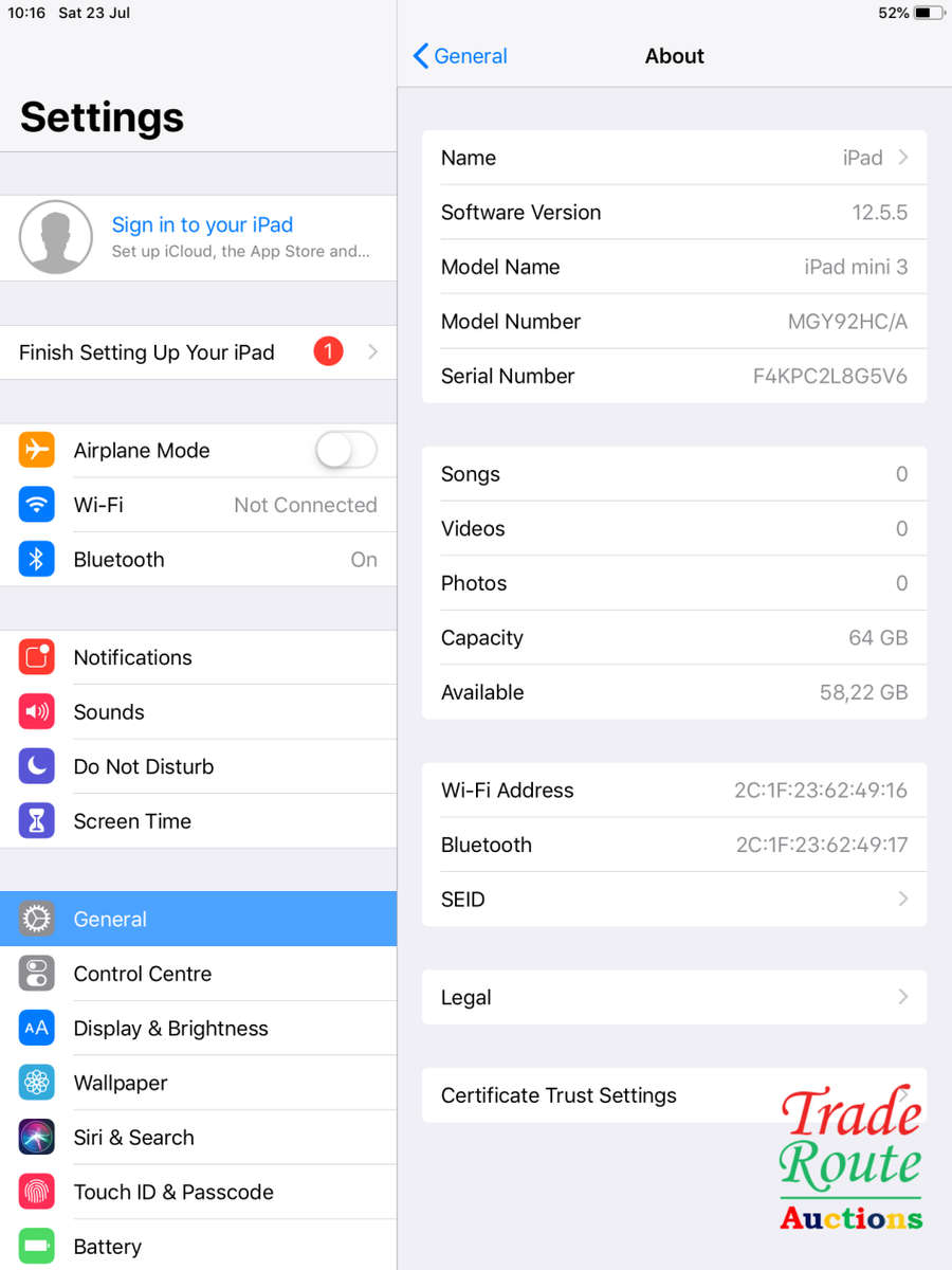 IPAD MINI 3  64GB A1599  * iPad Mini 3 *