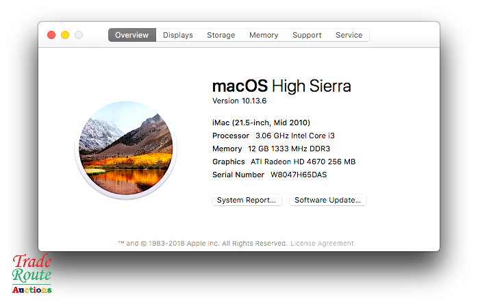 Apple iMAC 21.5 INCH Computer AIO Core i3 3.06Ghz | 12GB RAM | 500GB HDD - [ NOISY FAN ]