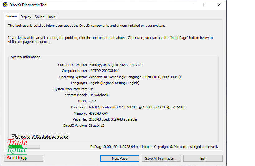 HP Notebook Pentium N3700 1.6GHz - 4GB RAM - 1TB HDD 15.6 Inch Laptop
