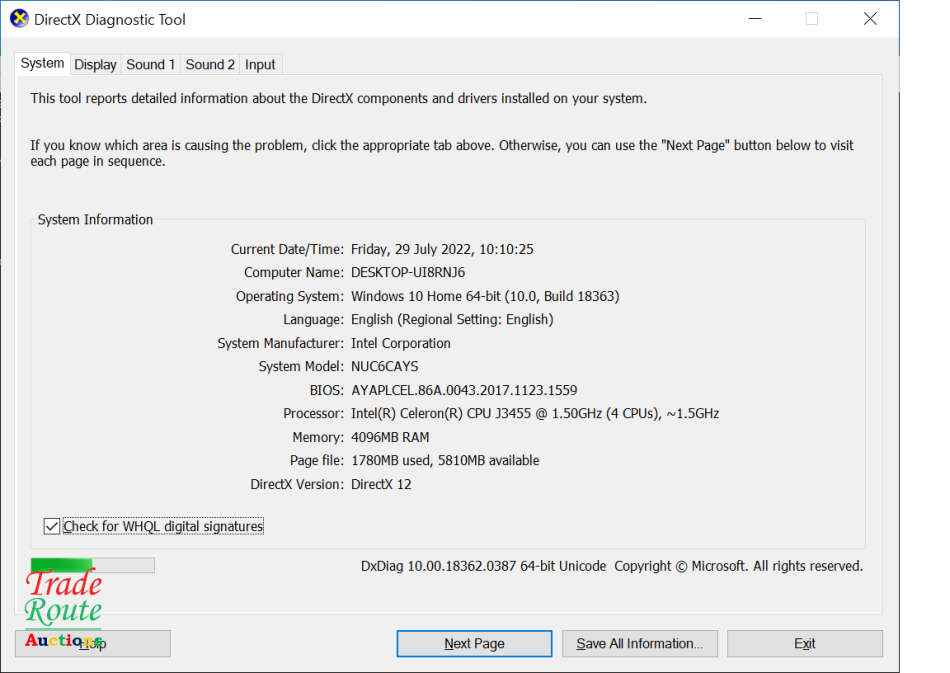 Intel NUC Mini-PC BOX NUC6CAYS | Intel Celeron J3455 1.5GHz | 4GB RAM | 32GB SSD DESKTOP PC