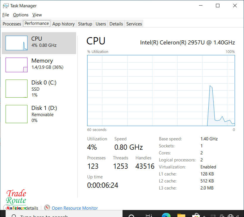 Giada Mini Desktop Computer | Intel Celeron CPU 2957U 1.4Ghz | 4GB RAM | 64GB SSD