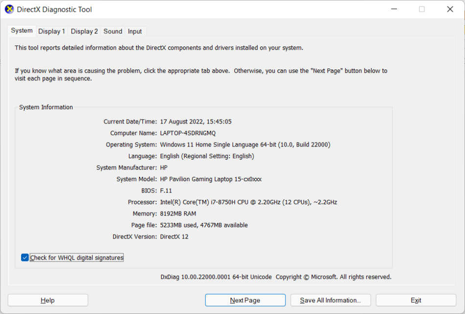HP Pavilion Gaming Laptop 15-cx0xxx | Core i7 8750H 8th Gen 2.2Ghz | 8GB RAM | Intel Optane 1TB HDD