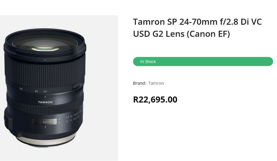 Tamron SP 24-70mm f/2.8 Di VC USD G2 Lens (Canon EF)