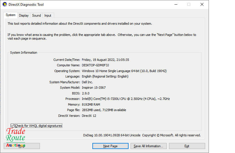 Dell INSPIRON 15 3567 | Intel Core i5 7200U 7th Gen 2.5GHz | 8GB RAM | 1TB HDD | 15.6` LAPTOP