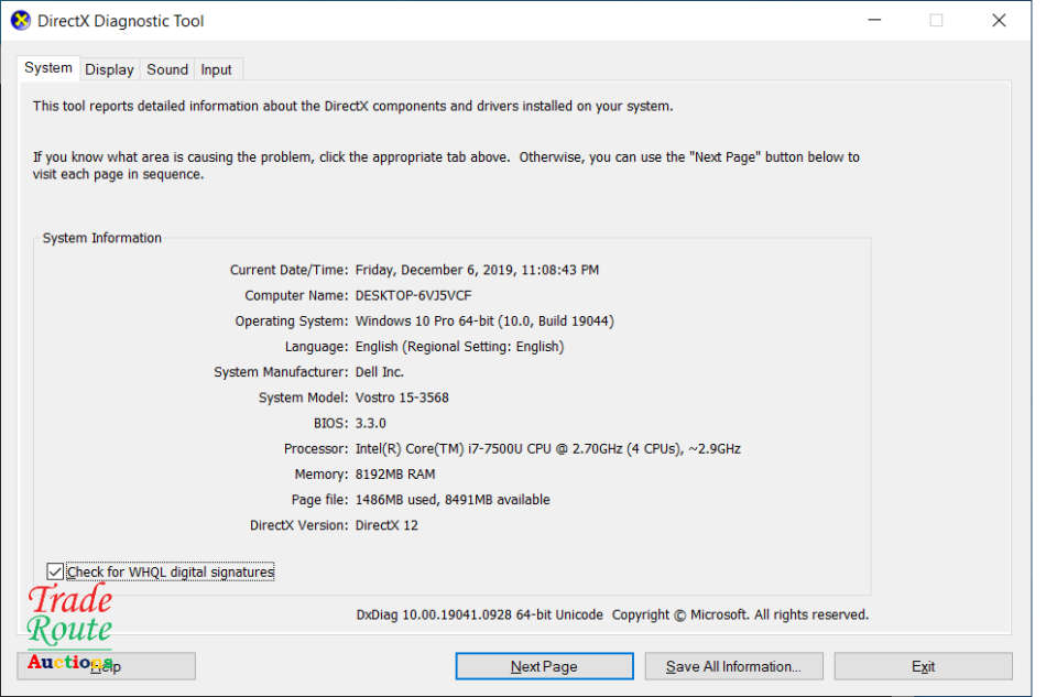 DELL VOSTRO 3568 15.6` LAPTOP | CORE i7 7500U 7th Gen 2.7GHz | 8GB RAM | 256GB SSD - Faulty Battery