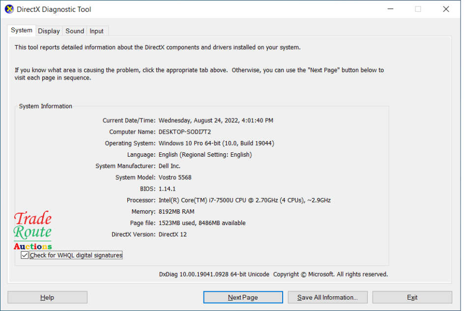 Dell Vostro 5568 15.6` LAPTOP | Intel Core i7 7th Gen | 8GB | 250GB | Nvidia 940MX 4GB | LOW BATTERY