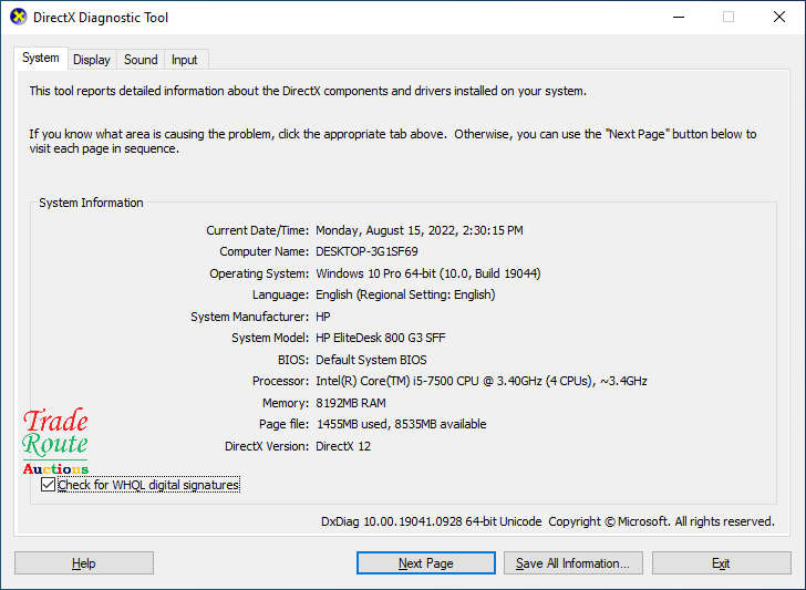 HP Business Desktop ProDesk 800 G3 SFF Computer | Core i5 7500 7th gen 3.4Ghz | 8GB RAM | 500GB HDD