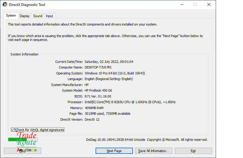 HP PROBOOK 450 G6 15.6` LAPTOP | CORE i5 8265U 8th Gen 1.6GHz | 4GB RAM | 256GB SSD X 2