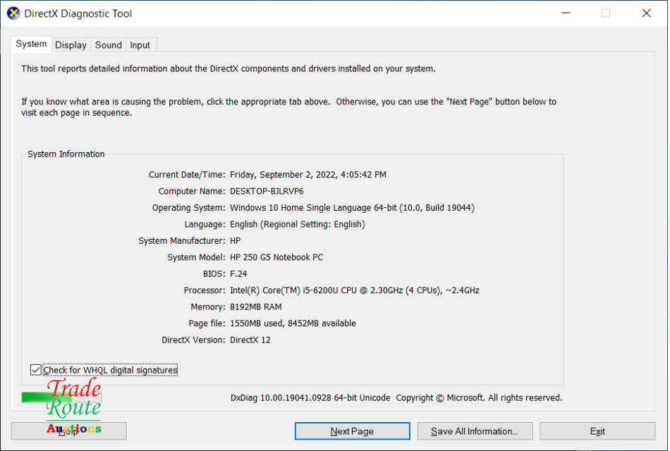 HP 250 G5 Notebook 15.6 Inch | CORE i5 6200U 6th Gen 2.3GHZ | 8GB RAM | 500GB HDD