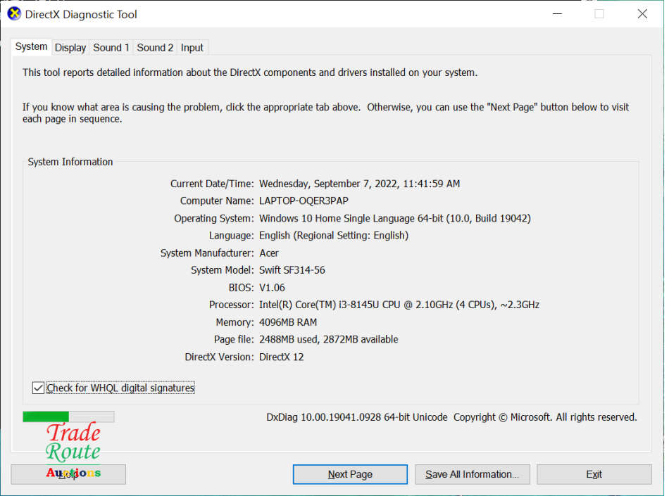 Acer Swift 3 Ultra Thin LAPTOP SF314-56, 14" Full HD 8th Gen Intel Core i3-8145U, 4GB RAM, 256GB SSD