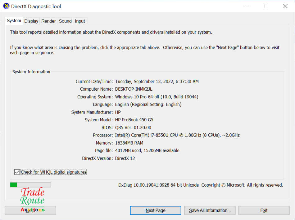 HP PROBOOK 450 G5 15.6` LAPTOP | CORE i7 8550U 8th Gen 1.8GHz | 16GB RAM | 1TB HDD